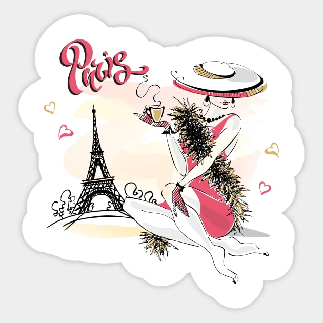 Eiffel Tower Paris Vintage I Love Paris France Sticker by Ramadangonim